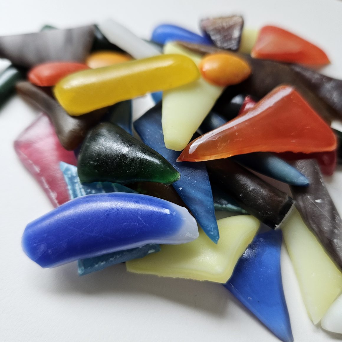 Kiln-fired glass for abstratc mixed media art by Vivien Lee