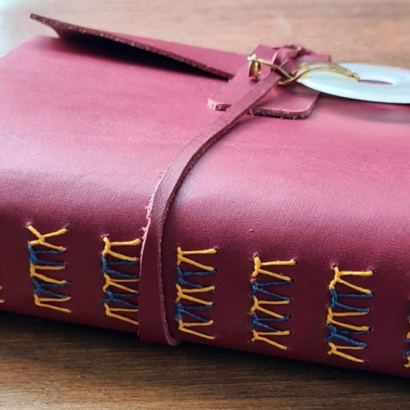 Customised handmade journal using leather offcut